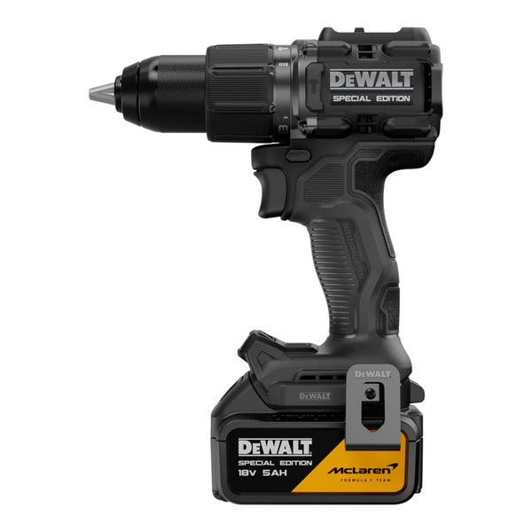 DeWALT Akku-Schlagbohrschrauber 18V Special Edition McLaren mit Akku und Bohrfutter.