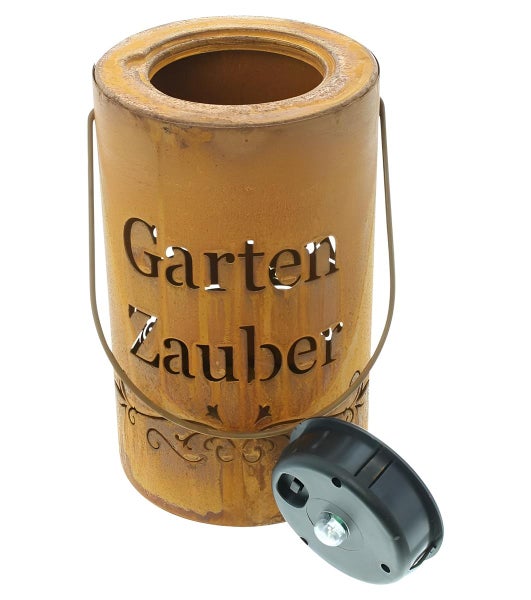 Dekoleidenschaft Solar LED Laterne Gartenzauber aus Metall mit Echtrost Finish, Gartenlaterne, Hängelaterne, Tischleuchte, Solarleuchte, Solarlaterne