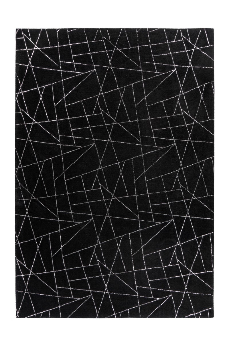 Kurzflor Teppich Majestique Schwarz / Silber Modern 80 x 150 cm