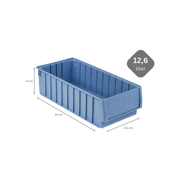 PROREGAL SuperSparSet 8 x Regalkasten 500 BH Mit Etikett und Schutzhaube HxBxT 14 x 23,4 x 50 cm 12,6 Liter Sichtlagerkasten Sortimentskasten