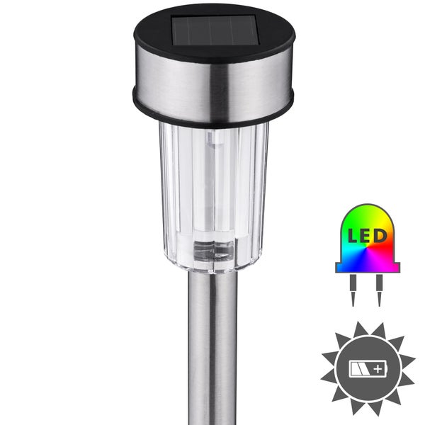 Solarleuchte mit LED und Akkusymbol