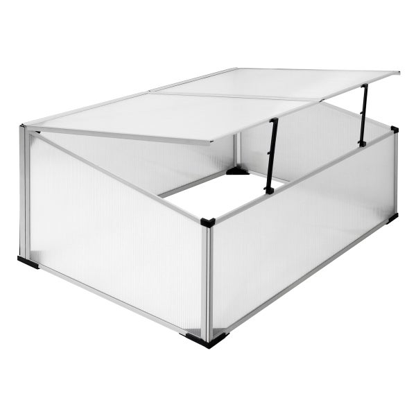 ECD Germany Alu Frühbeet Gewächshaus mit Zweiteiliges Dach, 100x60x40 cm, 0,6m² Fläche, aus transparentem Polycarbonat, witterungsbeständig, Treibhaus Frühbeetkasten Tomatenhaus Pflanzenhaus