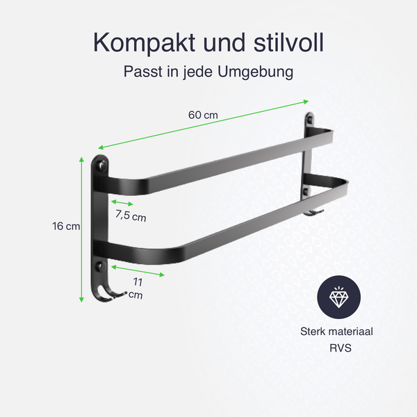 EAVY Badetuchhalter Edelstahl Schwarz 60cm