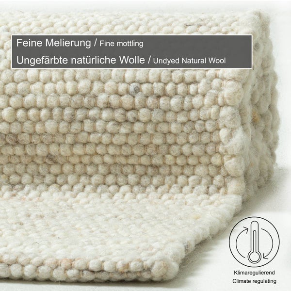 Handgewebter naturbelassener Wendeteppich Alm-Glück Natural 90x160 cm