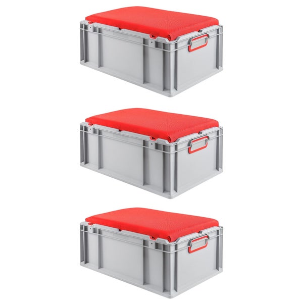 PROREGAL Eurobox NextGen Seat Box Rot HxBxT 26,5 x 40 x 60 cm 44 Liter Griffe Geschlossen Eurobehälter Sitzbox Transportbox