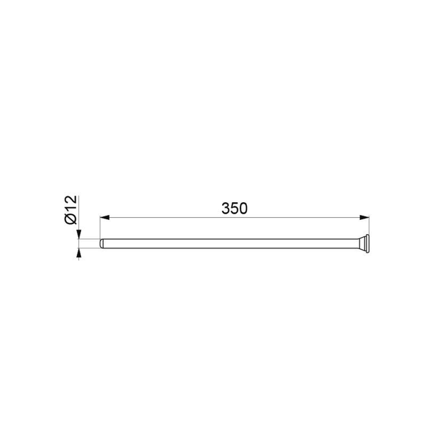 Technische Zeichnung einer Stange mit einer Länge von 350 und einem Durchmesser von 12.