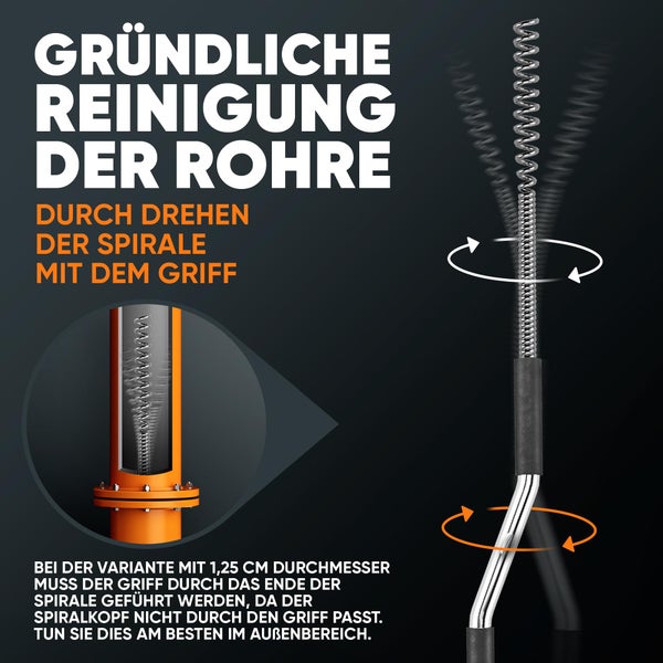 Meisterfaktur Rohrreinigungsspirale 3.0 [15m] - extra lang - Ideale Abflussspirale für eine umweltfreundliche Rohrreinigung - Die Rohrspirale für echte Heimwerker! (15 Meter - 0,95cm)