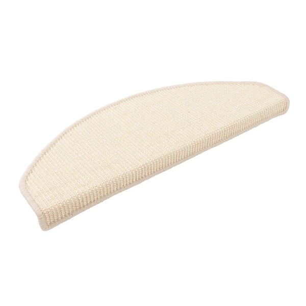 FLOORDIREKT Premium Sisal-Stufenmatte - Umkettelt & Selbstklebend - Halbrund - Elfenbein - 23,5 x 65 cm