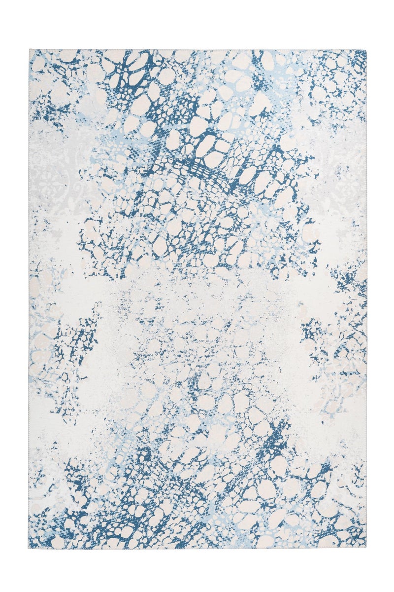 Flachflor Teppich Nebuluxe Creme / Blau Modern 80 x 150 cm