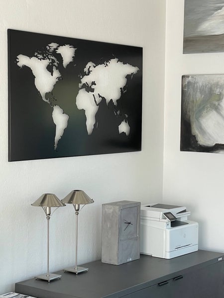 ALU BLACK Weltkarte Wandbild 140x80x2 cm