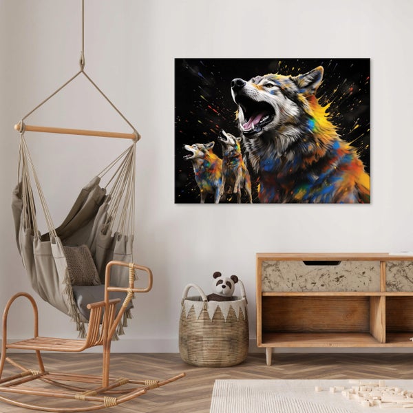 Leinwandbild Abstrakt Wolf Modern Bilder Wohnzimmer 60X40 cm