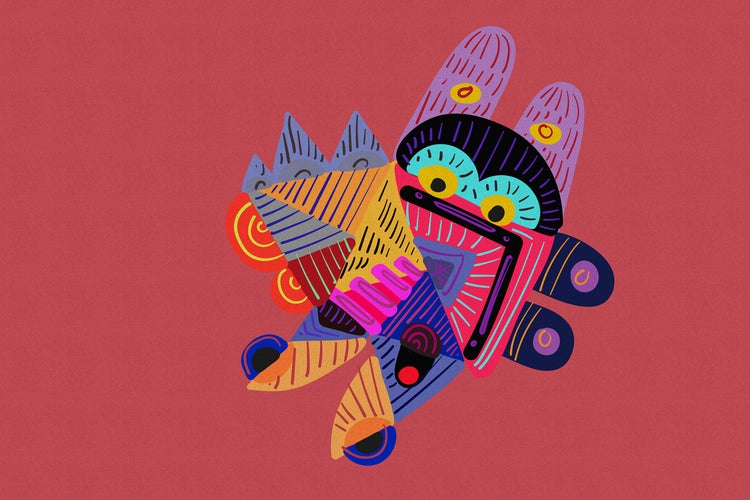 Abstrakte Illustration mit geometrischen Formen und Mustern