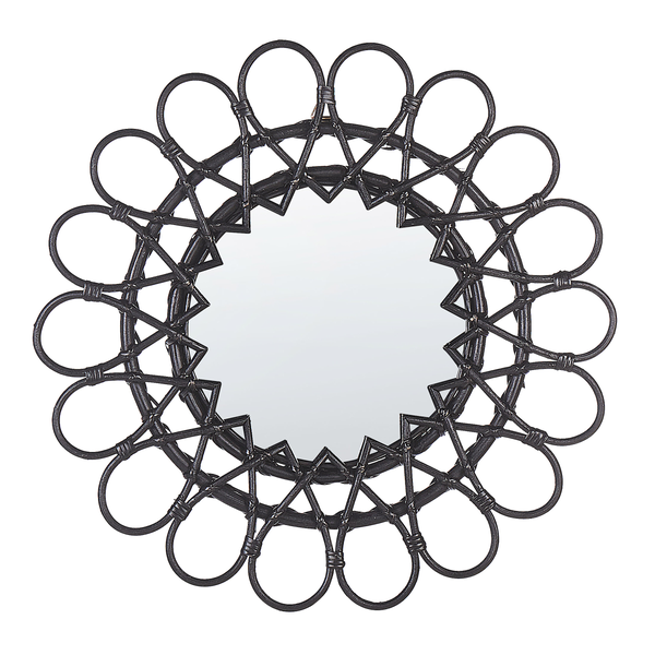 Runder Spiegel mit Rahmen aus Rattan