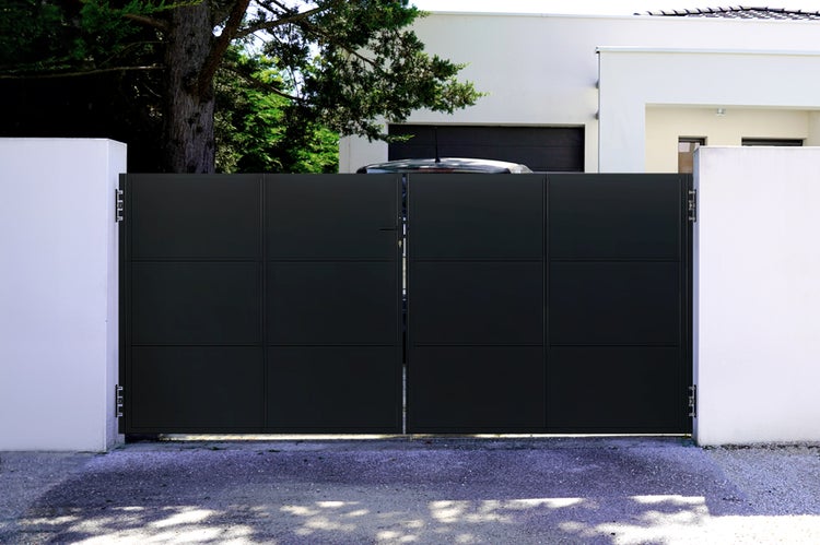 Stahlflügeltor 3,5 m NALI H.160 cm Mattschwarz - rostfrei & einbruchsicher, inkl. Schloss & Schlüssel, einfache Montage
