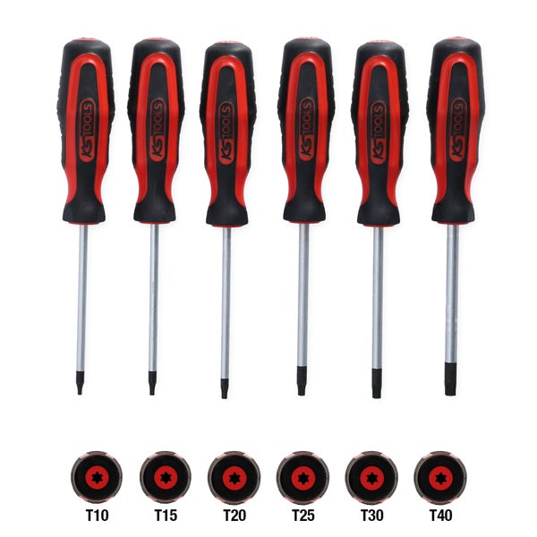 KS Tools Torx-Schraubendrehersatz, sechs Stück, Größen T10 bis T40