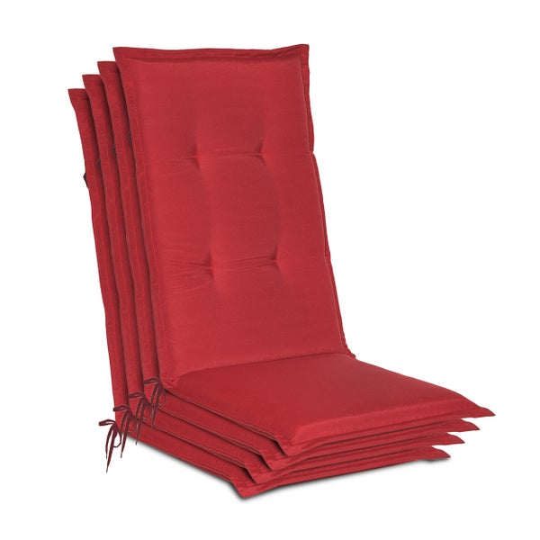 Set von vier stapelbaren Hochlehnerauflagen aus Textil mit Steppung für Gartenstühle