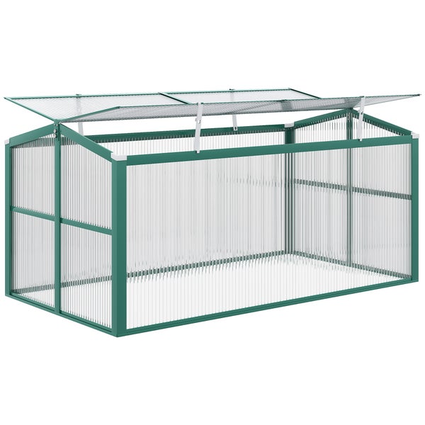 Outsunny Frühbeet Alu, mit Verstellbarem Dach, für Garten, Balkon, 130 x 70 x 61 cm, Alu, Grün