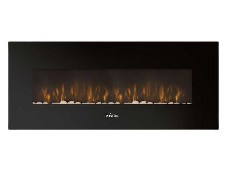 Elektrischer Wandkamin mit Steinen und simulierten Flammen