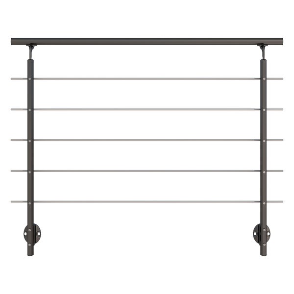 Dolle Brüstungsgeländer zur Wandmontage 1,5m Aluminium anthrazit mitlaufende Edelstahlstäbe Pfosten anthrazit oval, Handlauf, rund