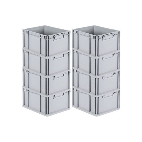 PROREGAL Spar Set 8x Eurobox Nextgen Economy Mit Scharnierdeckel & Blauen Schiebeschnappverschlüsse Griffe Geschlossen HxBxT 22 x 30 x 40 cm 20 Liter