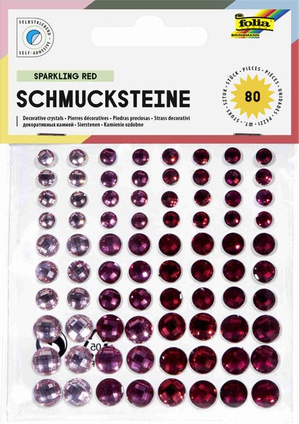 Folia  Schmucksteine SPARKLING RED, selbstklebend, 80 Stück