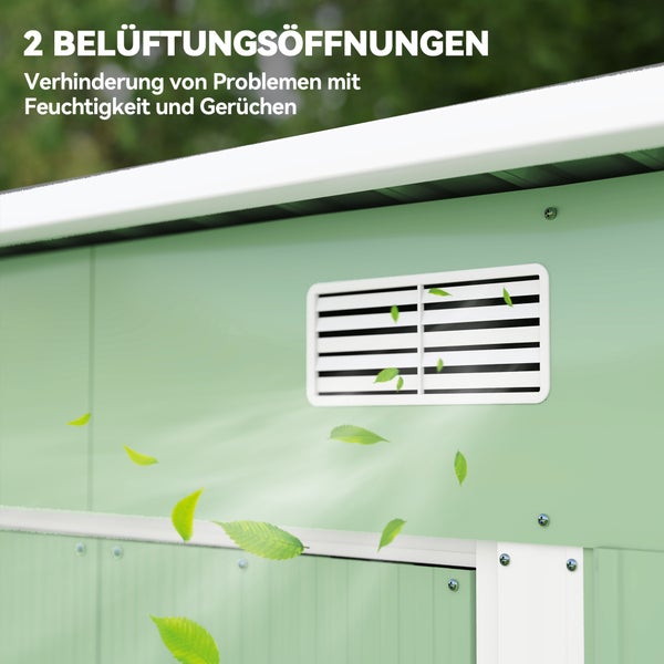 Belüftungsöffnungen im Gartenhaus zur Verhinderung von Feuchtigkeit und Gerüchen