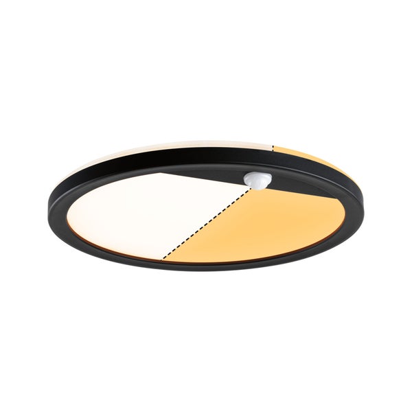 LED Außenpanel Lamina Backlight Dämmerungsgesteuerter Bewegungsmelder (IR) insektenfreundlich IP44 rund 280mm Tunable Warm 14W 1150lm 230V Schwarz Kunststoff