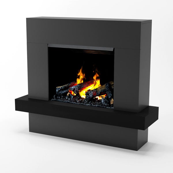 GLOW FIRE Elektrokamin 'Hera Opti Myst' | Wasserdampf Kamin mit Heizung inkl. Holz in schwarz als Standkamin| HxBxT: 110x126x32cm