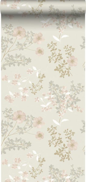 Borastapeter Tapete Blumen Beige - 53 cm x 10.05 m - 660436