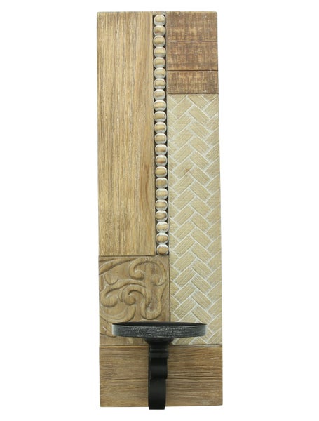 FRANK FLECHTWAREN | Wandkerzenhalter Stilmix, HOLZ, METALL, H: 45 cm