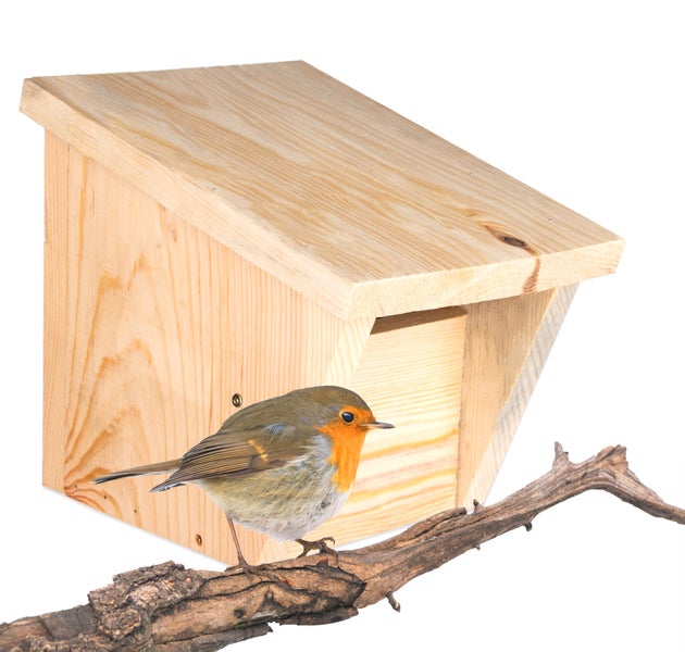 BigDean 2er Set Nistkasten für Rotkehlchen, Gartenrotschwanz & andere Vögel - Halbhöhle Brutkasten Rotschwänzchen Vogelhaus verschraubt - Massivholz aus Schreinerei