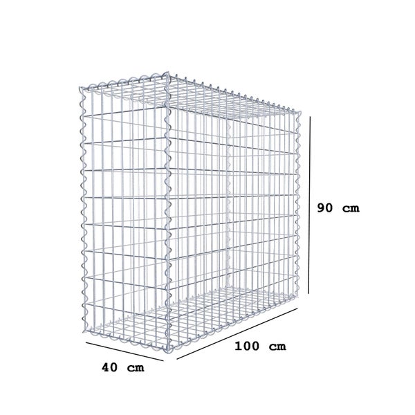 Gabione 100 cm x 90 cm x 40 cm (L x H x T), Maschenweite 5 cm x 10 cm, Spirale