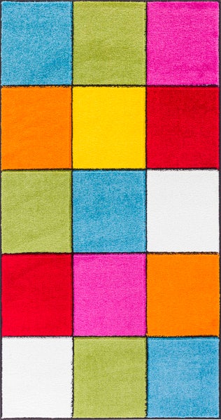 Skandinavischer Teppich mit Karomuster Mehrfarbig 80x150 cm BONNIE