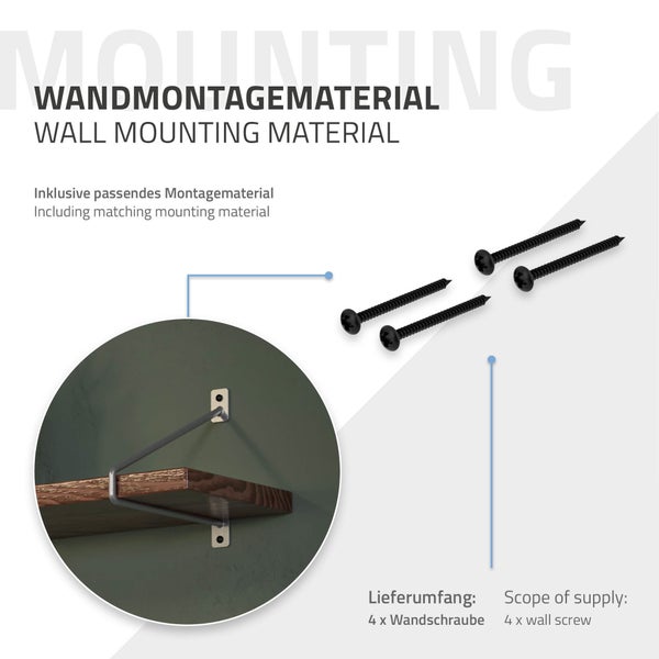 ML-Design 2 Stück Regalhalterung, 220 mm, Silber, aus Stahl, Haarnadel Regalhalterungen, Schwebe Regalwinkel, Hairpin Wandhalterung, Regalträger für Wandmontage, Industrielle Wandregal, Wandkonsole