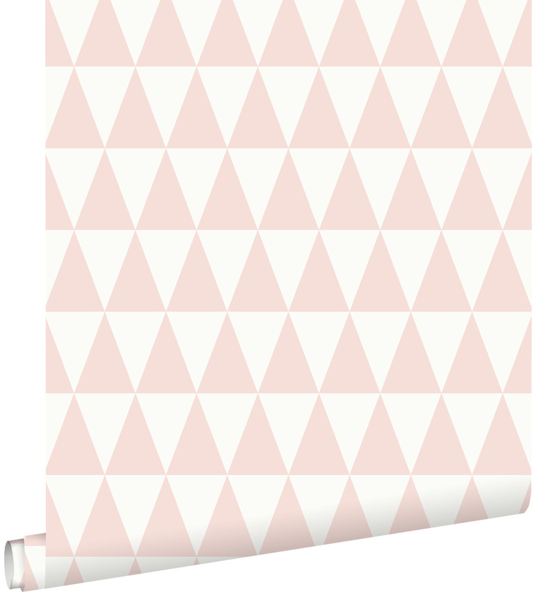 ESTAhome Tapete grafische, geometrische Dreiecke Pfirsichrosa - 53 cm x 10,05 m - 148670