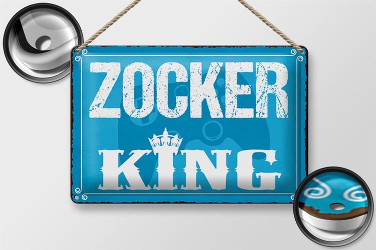 Blechschild Spruch 30x20cm Zocker King Controller