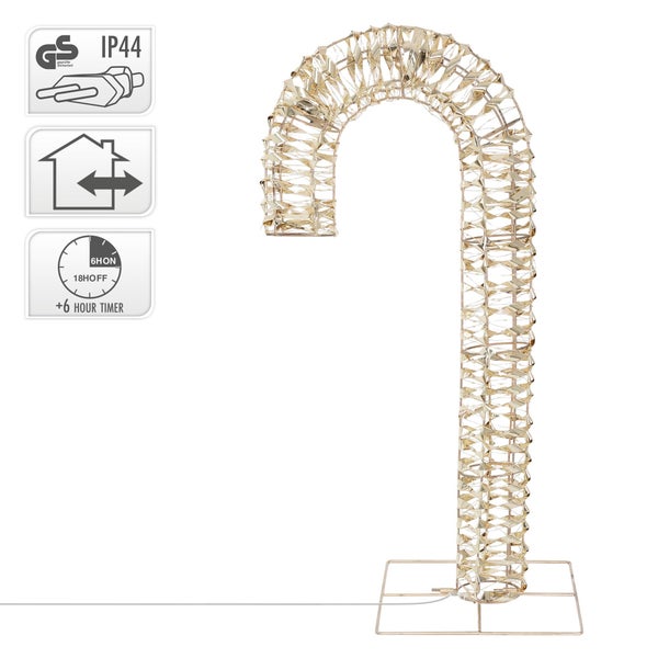 ECD Germany LED-Zuckerstange 75 cm in Gold mit LED-Beleuchtung, Metall Leuchtstab mit 400 warmweißen LEDs, Timer 6 Std, Weihnachtsbeleuchtung IP44 Wasserdicht Innen/Aussen, Candy Cane Weihnachtsdeko