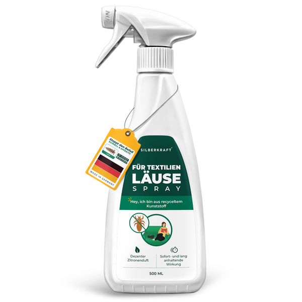 Silberkraft Läusespray 500 ml, Läuse-Ex-Spray, Textilien schützen, Kopfläuse vorbeugen, Umgebungsspray gegen Läuse, effektives Abwehrspray gegen Nissen