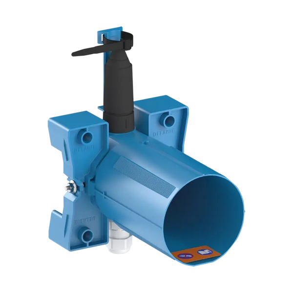 DELABIE Unterputz-Gehäuse aus blauem Kunststoff für die Wandmontage.