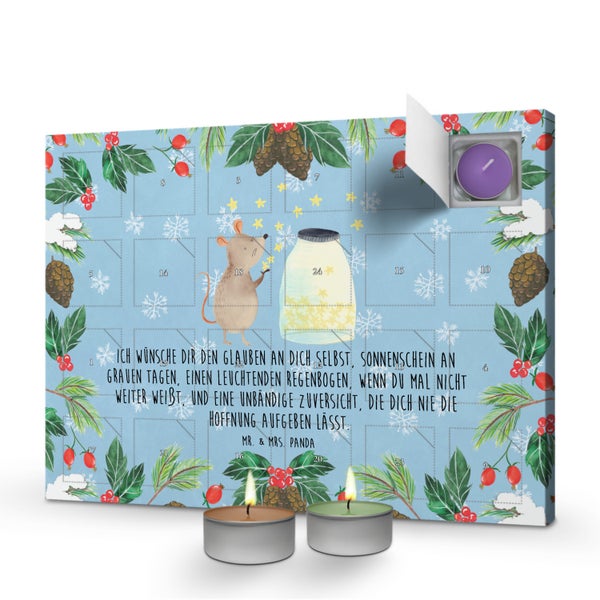 Mr. & Mrs. Panda Duftkerzen Adventskalender Maus Sterne - Blau Pastell