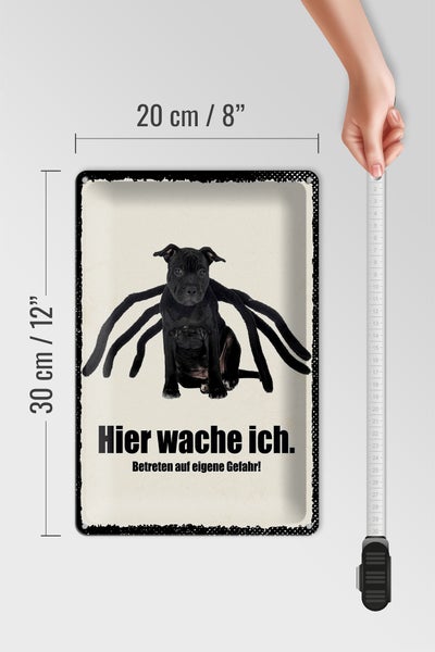 Blechschild Spruch 20x30cm Hund hier wache ich eigene Gefahr