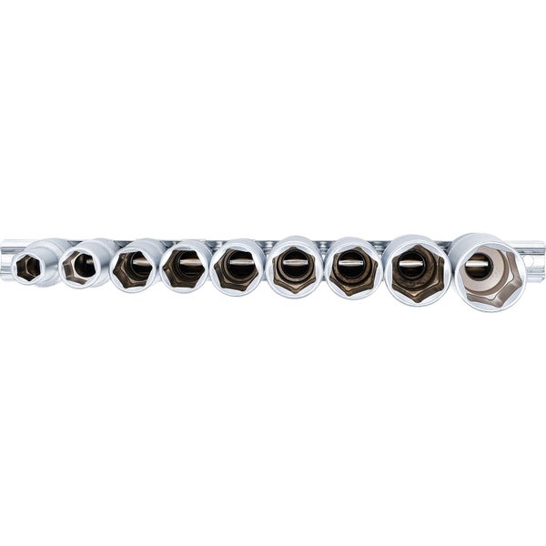 BGS Steckschlüssel-Einsatz-Satz Sechskant tief Antrieb Innenvierkant 12,5 mm (1/2) SW 10 - 24 mm 9tlg. - 2223