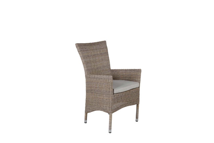 Rattan Gartenstuhl mit Armlehne und Sitzkissen