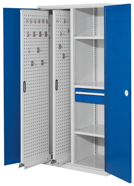 Werkstattschrank mit Lochwand, Regalböden und Schublade