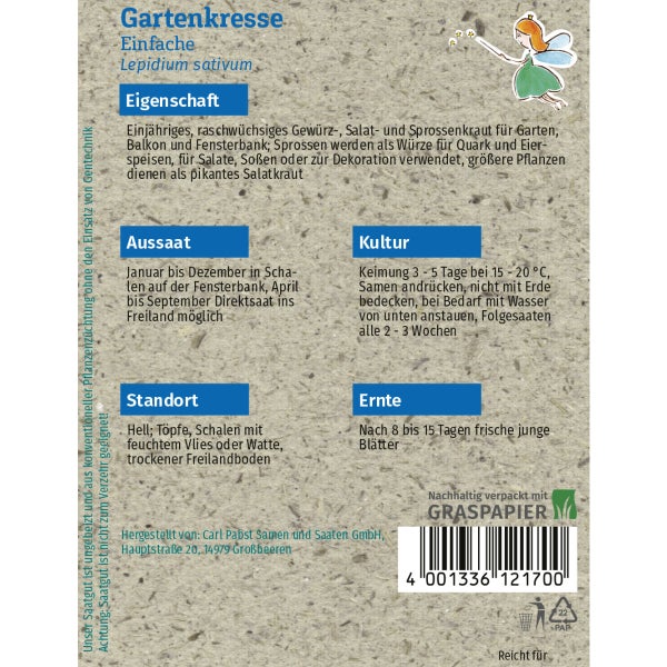 Gartenkresse Einfache Samen von Grüne Fee