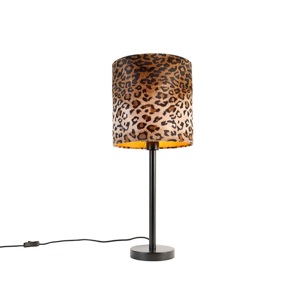 Moderne Tischlampe schwarz mit Schirm Leopard 25 cm - Simplo