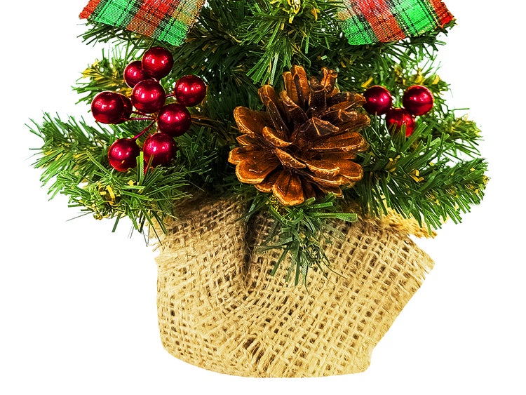 LAALU Geschmückter künstlicher Weihnachtsbaum mit 27 Ornamenten TINY 8 im Topf 25 cm