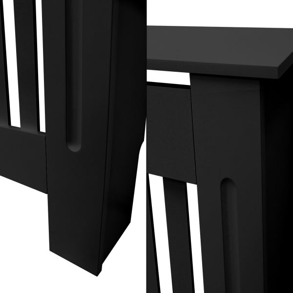 ECD Germany Heizkörperverkleidung Landhausstil 112x19x82 cm Schwarz aus MDF lackiert für Schlafzimmer Wohnzimmer Heizungsverkleidung Heizkörperabdeckung Heizungsabdeckung Heizung Heizkörper Abdeckung