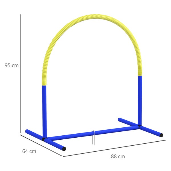 PawHut Hund Agility Set, 88L x 64B x 95H cm, PE, ABS, Blau+Gelb