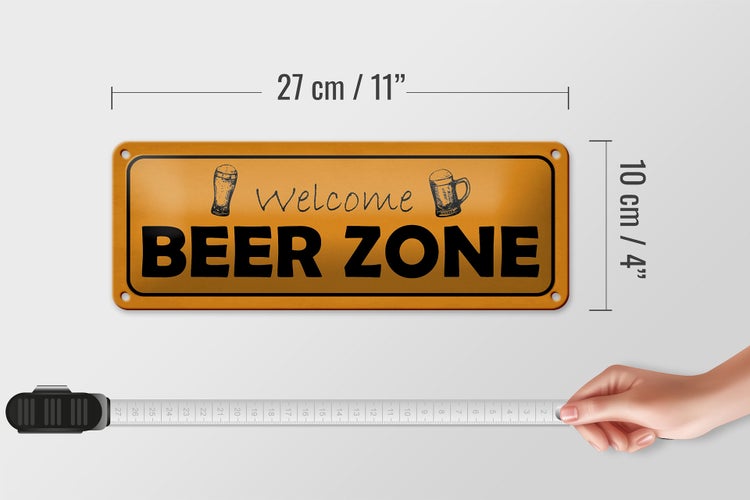 Blechschild Spruch 27x10cm welcome Beer Zone Dekoration
